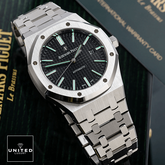 Audemars Piguet Black Dial Stainless Steel Replica on the audemars piguet box