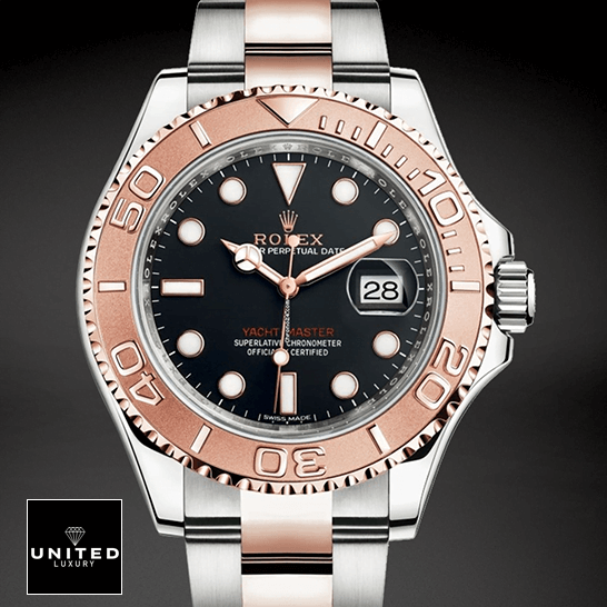 Rolex Yacht-Master 116621-0002 Rose Gold Automatic Brown Dial Replica 3 Rolex Yacht Master 116621 Rolse Gold Black Dial Replica black background