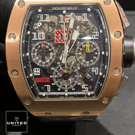 Richard Mille Felipe Massa Replica 1 Richard Mille Rose Gold Bezel Black Dial Replica front view