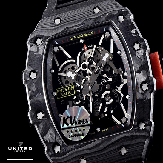 RM35-02 Replica 4 Richard Mille RM3502 Automatic Carbon Skeleton Black Replica close view