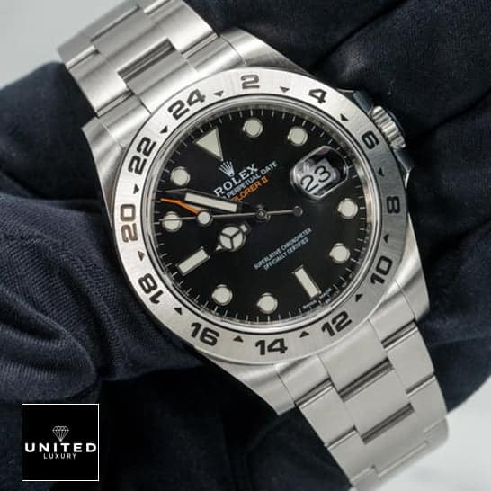 Rolex 216570 Black Replica 2 Rolex Explorer II 216570-0001 Black Dial Ceramic stick & dot Replica