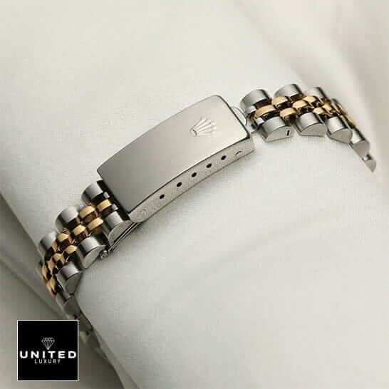 Rolex Datejust Yellow Gold Steel Diamond Dial Ladies 69173 Jubilee Replica 4 Rolex 69173 Stainless Steel Jubilee Bracelet Replica rolex logo on the buckle