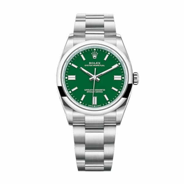 rolex-oyster-perpetual-green-dial-126000-replica-600x600