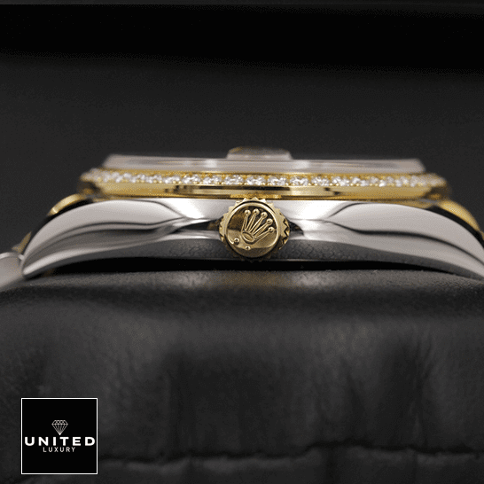 Rolex Datejust Mother Of Pearl 116243 Jubilee Replica 4 Rolex Datejust Mother Of Pear Diamond 116243 Replica crown & black background