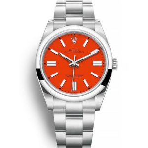 Replica Rolex Oyster Perpetual Lady 36mm Coral Red Dial 126000