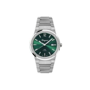 Salvatore Ferragamo F-80 Green Dial Steel Strap