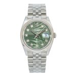 Rolex Datejust 36mm Green Palm Diamond Dial Steel Fluted Bezel – 126234
